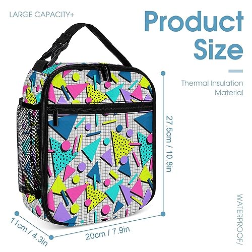 Retro 80s 90s Pattern 3 Piece Backpack Sets With Lunch Bag Pencil Case Combination Hiking Travel Work4