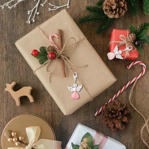 12 Stück Schutzengel Anhänger,Kleine Glücksbringer Schutzengel Schlüsselanhänger+12 Stk Organza Beutel,Anhänger Geschenkanhänger Gastgeschenke,Für Geburtstag Taufe Hochzeit Kommunion Party Dankeschön