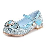  Eleasica Zapato de tacón para niñas Princesa Cenicienta Azul Princesa Aurora Rosa Reina Elsa Plata Zapatilla Adornada Lazo con Foto Accesorio para Disfraz Carnaval Bodas Zapato de Vestir para niña