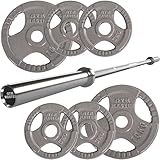 GYM MASTER Olympic 6ft Barbell Bundle with 40kg Tri Grip Cast Iron Weight Set (7 Items) - Image 1