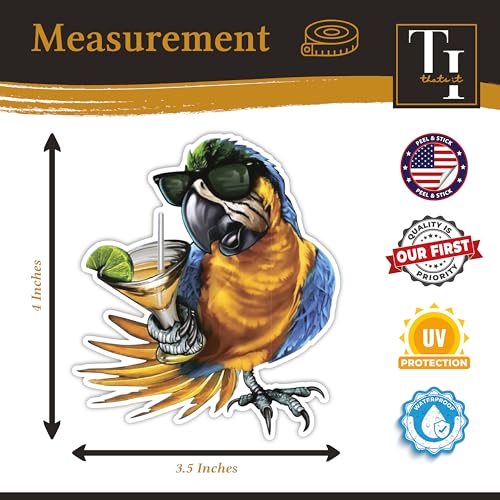 Image of Thats It! Blue Macaw Tropical Drink Vacation Relax Stickers | Removable Decal Car Bumper | Indoor Outdoor Window Sticker | Vinyl Decal for Laptop, iPad | Waterproof & Long Lasting | TI - 354
