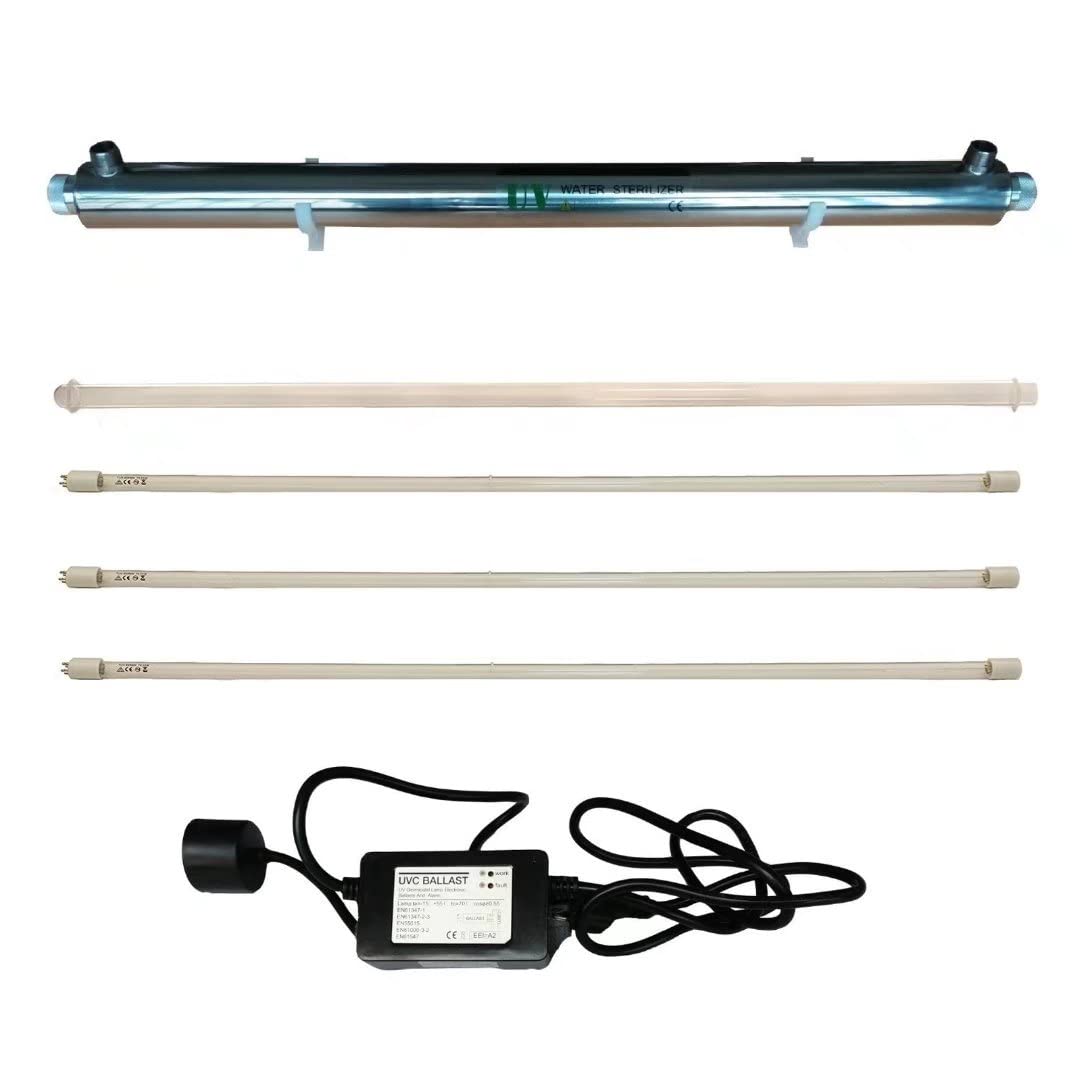 Realgoal 12GPM UV Water Filter 55W Water Purifier, with Extra 2 Lamps,UV Water Filter for Whole House Purification