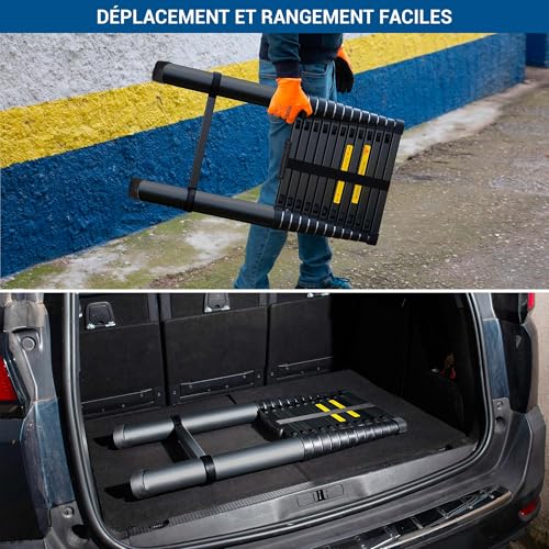 Teleskopleiter, 3,8 m, Telescoo13, Aluminium, faltbar, ausziehbar, Arbeitshöhe max. 4,7 m, Standard EN131, Hostrom