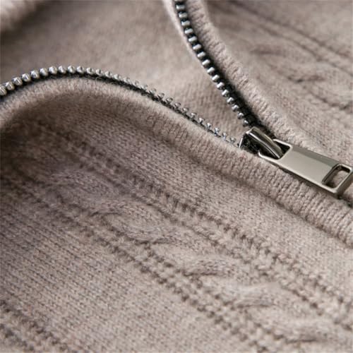 Men Wool Sweater Knit Sweater Stand Collar Zipper Cardigan Outwear4