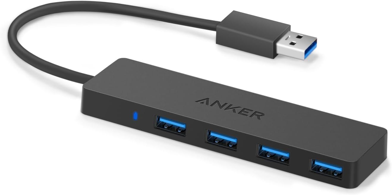 Anker 4-Port USB 3.0 Ultra Slim Data Hub for Macbook, Mac Pro/mini, iMac, Surface Pro, XPS, Notebook PC, USB Flash Drives, Mobile HDD, and More