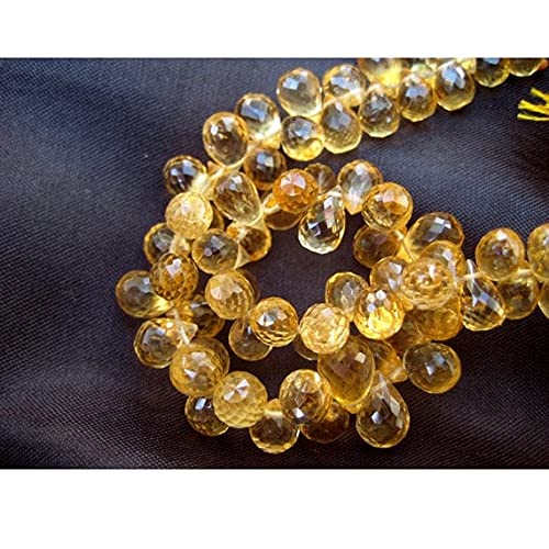 Briolettes en citrine naturelle de qualité gemme perles gouttes facettées de 4 pouces