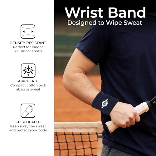 Image of Nivia Sweatband for Men & Women, Wristbands for Tennis, Basketball, Running, Sweat Band for Gym & Athletes (Large, Navy)