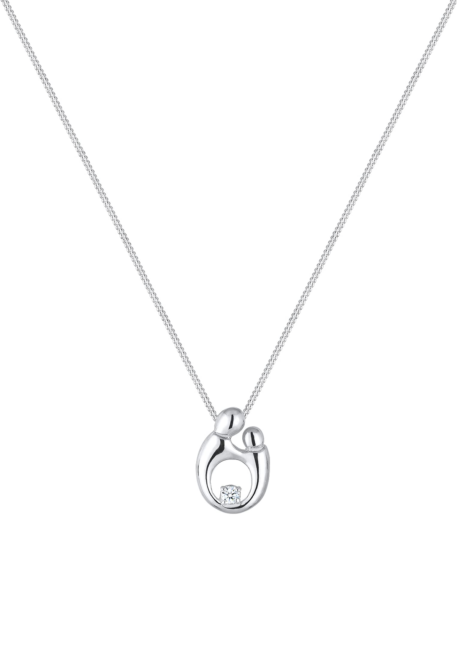 Elli DIAMONDS Halskette Damen Mutter Kind Elegant mit Diamant (0.03 ct.) in 925 Sterling Silber