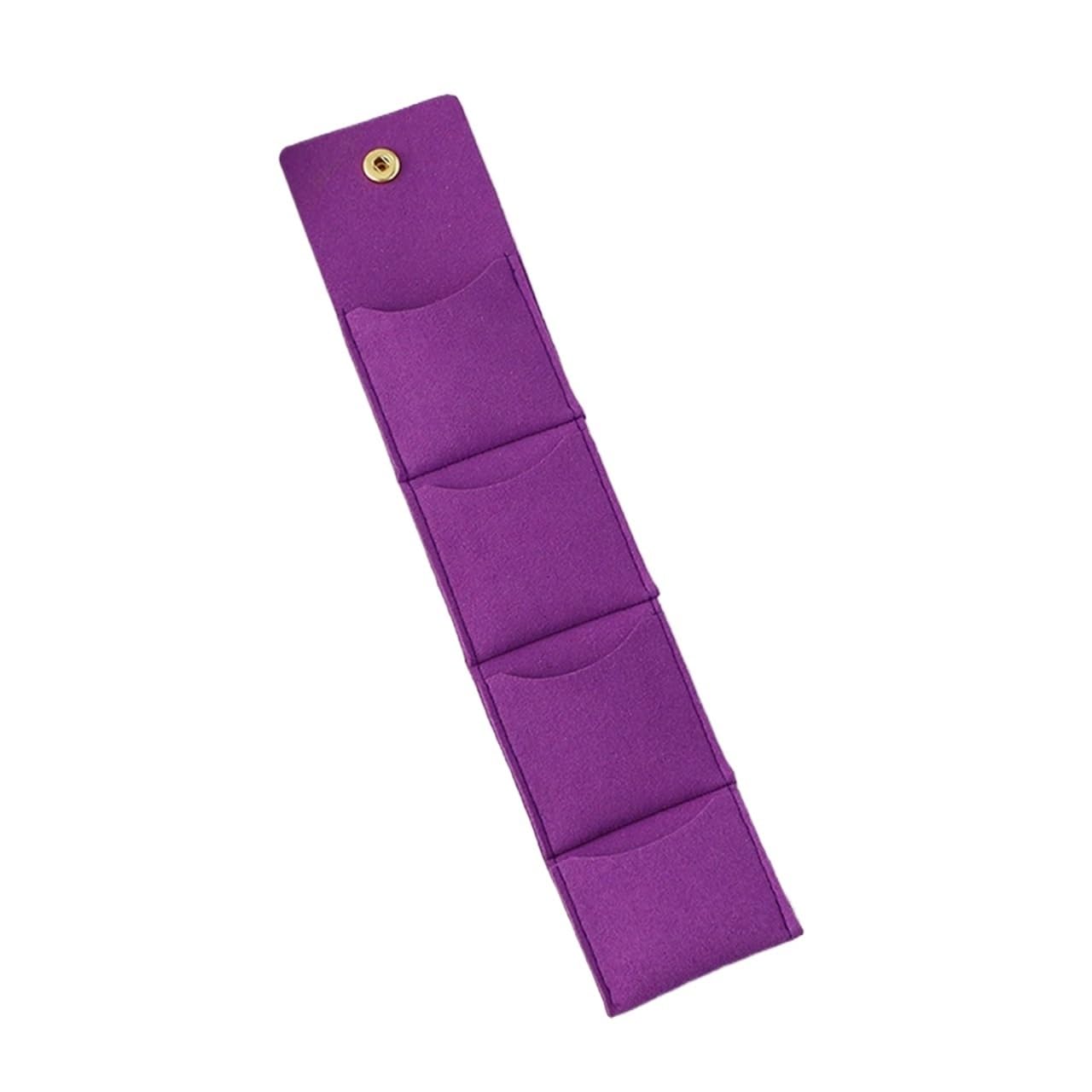 Organizador de pendientes morado en microfibra con cierre de presión de 22,5x5 cm