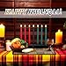 Riakrum 19 Pcs Kwanzaa Kinara Celebration Set Include 3 Red 3 Green 1 Black LED Candles Kinara Candle Holder Wooden Wine Goblet Mkeka Fake Fruits Vegetables Basket for Kwanzaa Celebration Decorations