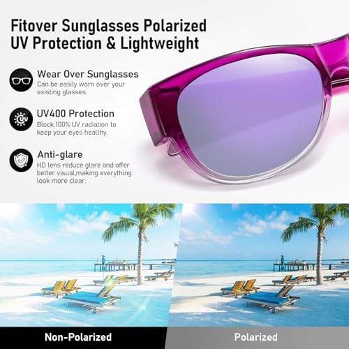 Image of HAOLOTA Sunglasses that Fit-Over Glasses Women Polarized, Trendy Cat Eye Sunglasses Wear Over Glasses, UV Protection