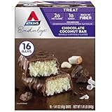 Atkins Endulge Chocolate Coconut Bar, Dessert Favorite, High in Fiber, 1g Sugar, 16 Count