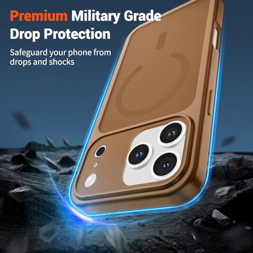 Image of SUPFINE Magnetic for iPhone 17 Pro Case Brown | (Compatible with MagSafe)(Military Grade Drop Protection)(Camera Protection)Translucent Matte Phone Cover