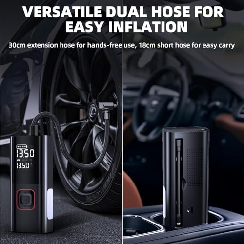 Jump Starter with Air Compressor, 5000A Battery Jumper Starter Portable (9L Gas/8L Diesel) with 160PSI Auto-Shutoff Tire Inflator, 12V Jump Box Car Battery Jump Starter with Jumper Cables, LED Light - Image 8