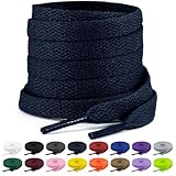 Shecret 2 Pares de Cordones, Cordones Planos de 8mm, Cordones Zapatillas Deporte Para Zapatillas Deportivas, Correr, Adultos, Niños, Poliéster (Azul Marino, 110 cm - 2 Paar)