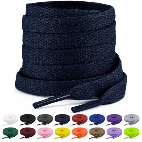 Shecret 2 Paar Flache Schnürsenkel, 8mm Breite Schnürsenkel, Flache Schnürsenkel Ersatz Reißfeste Schuhbänder für Turnschuhe, Laufen, Erwachsene, Kinder, Polyester