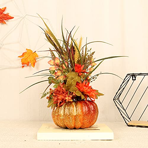 Plantas en macetas de Calabaza Artificial de Halloween, Calabaza de simulación Gigante Flores Falsas Decoraciones de bonsái para el hogar decoración de Fiesta de Halloween