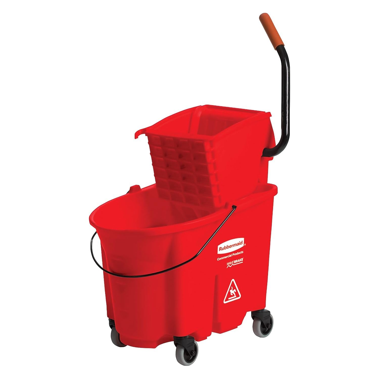 Rubbermaid Commercial WaveBrake Mopping System Bucket and Side-Press Wringer Combo, 26-Quart, Yellow (FG748000) 35 Qt FG758888RED 1