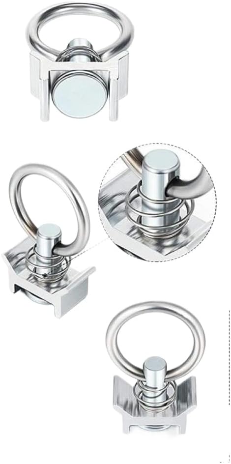 10Pcs Single Stud Fitting L Track 4 000LB Capacity with Stainless Steel Round Ring Aluminum Keeper Cargo Control Compatible with