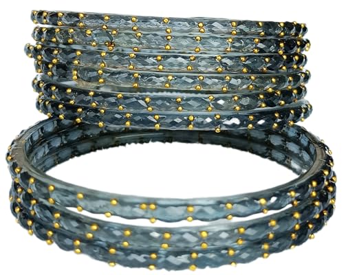 Image of JPS Plain and Glossy Finished Raindrop Glass Bangles Set for Women & Girls | Traditional Ethnic Chudi for Wedding, Party & Regular- Set of 12 Pcs of One Colour | Wedding Special