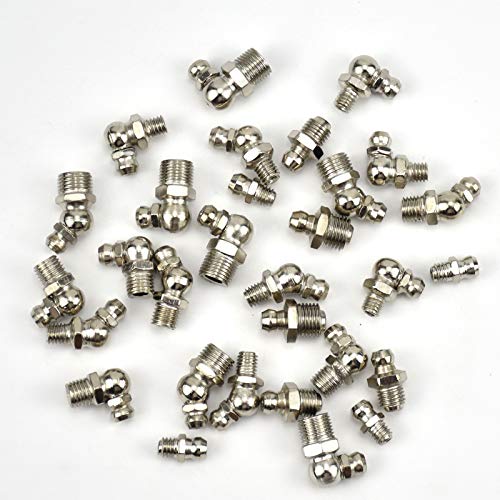 Foto von BIGP 115 Stück Schmiernippel Sortiment Kegelschmiernippel Satz Hydraulik-Fettnippel für Schmierpressen (metrisch) M6 M8 M10 in Gerade und abgewinkelt 45° 90°