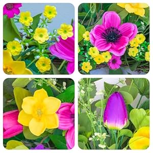 Spring Wreaths for Front Door, Soomeir Summer Outdoor Wreath with Yellow and Purple Daisy, Green Floral Door Decor for All Season Home Wall Wedding Farmhouse Holiday (Daisy) Spring Wreaths for Front Door Soomeir Summer Outdoor Wreath with Yellow and Purple Daisy Green Floral Door Decor for All Season Home Wall Wedding Farmhouse Holiday Daisy