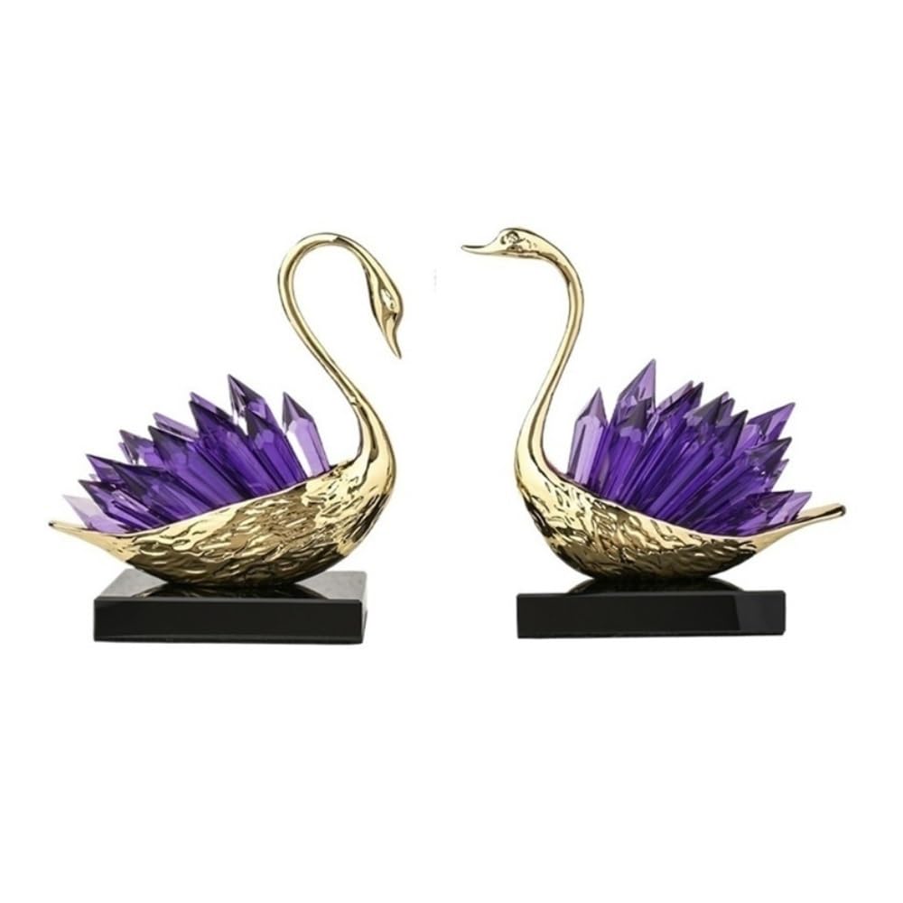 zhuyanbo007 Desk Statue, Light Luxury Crystal Swan Ornaments for Living Room, Office, Entrance And Wine Cabinet Decorations