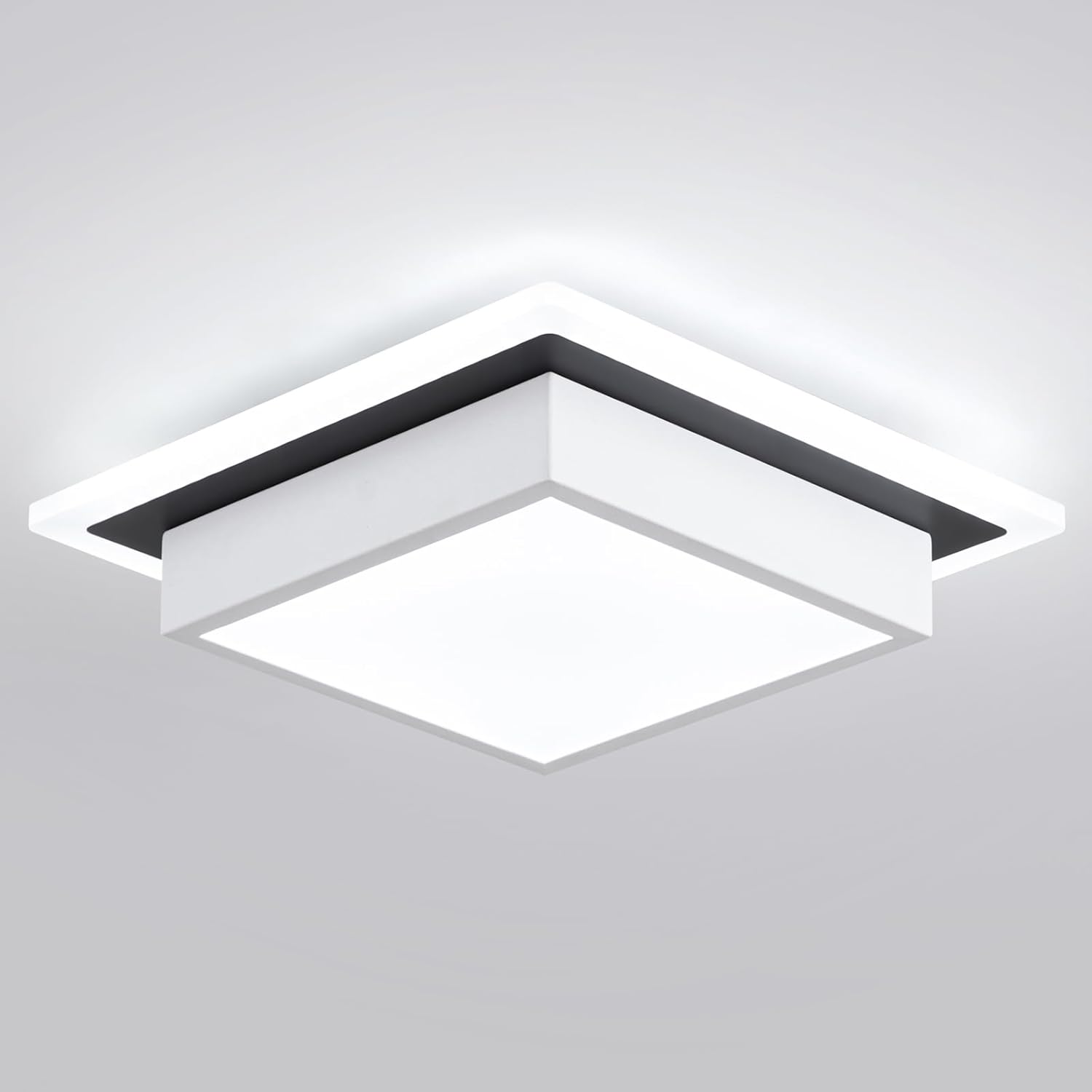 Modern LED Ceiling Light, Hallway Ceiling Light, 6000K Cold White Flush Mount Ceiling Lamp, Square Hallway Lighting Fixtures for Living Room Bedroom Bathroom Kitchen