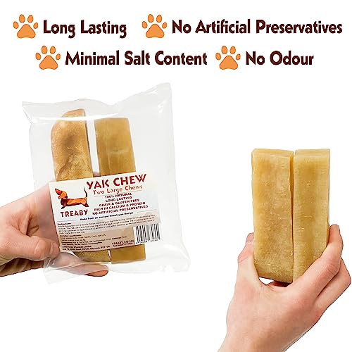 Treaby Himalayan Yak Milk Chews - Large Dental Sticks for Dogs & Puppies (2 Pack, 121-130g each, 14cm), 260 g (Pack of 1) - Image 3