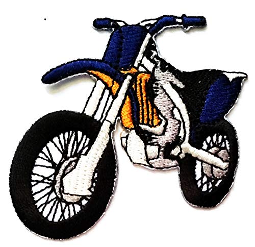 Nipitshop Patches Blue Motorcycle Motocross Racing Dirt Bike Off-Road Cartoon Kid Baby Girl Jacket T-Shirt Patch Sew Iron on Embroidered Sign Badge Costume Clothing