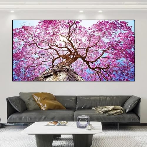 Peinture sur toile d'arbre rose KEBIA 60x120cm sans cadre pour salon