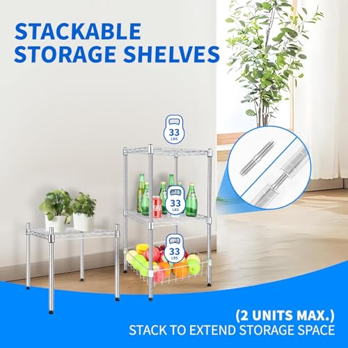 Image of Simple Deluxe 1-Tier Shelving Unit, 15 inch W x 15 inch D x 13.8 inch H Wire Metal Storage Rack, Chrome