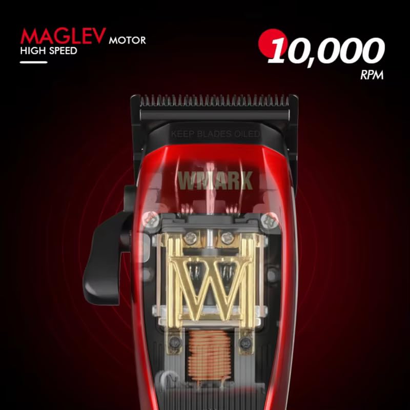 Image of WMARK NG-X1 Ultra Premium Professional 10000 Rpm Magnetic Maglev Motor 0 Gapped Hair Clipper High Precision Fade Blade With DLC Process 6 Guide Comb Taper Lever Charging Pod & Stand, Model 35