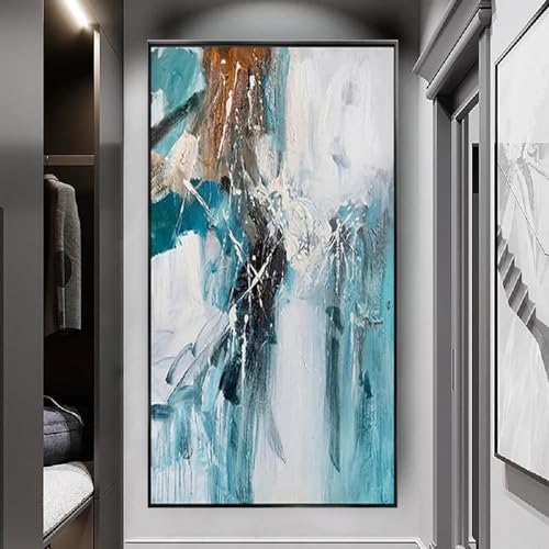Art mural abstrait bleu HOLEILUCK grand format avec cadre noir pour une déco raffinée