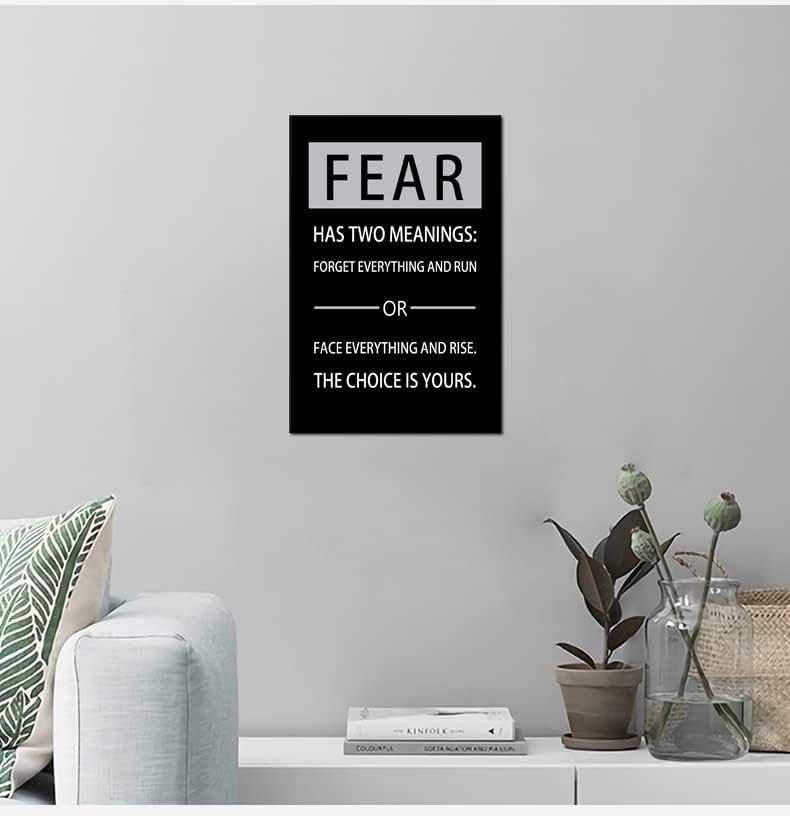Inspirational Wall Art Fear Has Two Meanings Motivational Canvas Painting Entrepreneur Quotes Poster Prints Wall Pictures for Living Room Home Decor Office Framed Ready to Hang [12''W x 18''H] - Image 3