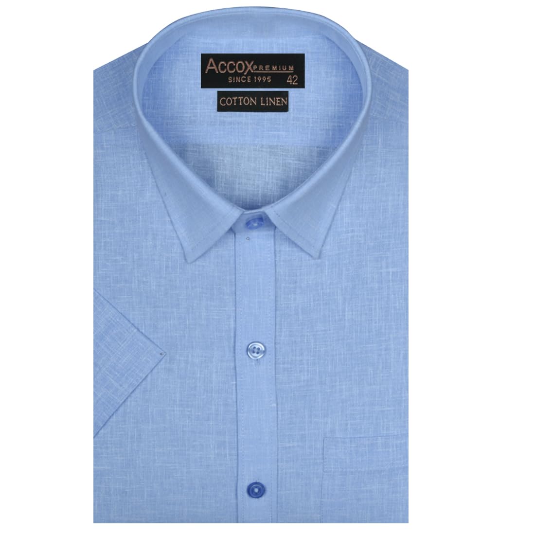 ACCOX Men's Breathable Cotton Linen Half Sleeves Regular Fit Solid Plain Formal Shirt for Men (GCR232)