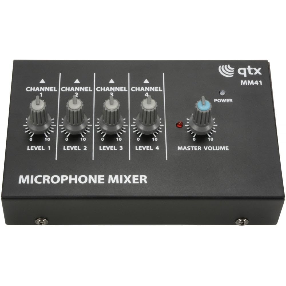 qtx MM41 Mini mixer microfono | 4 canali, nero