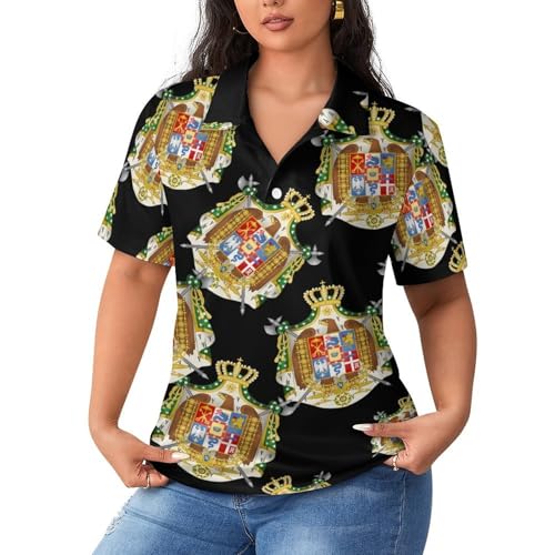 Polo de manga corta para mujer transpirable casual Escudo Italia