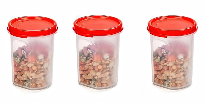 Signoraware Modular Plastic Container Set, 450ml, Set of 3, Red