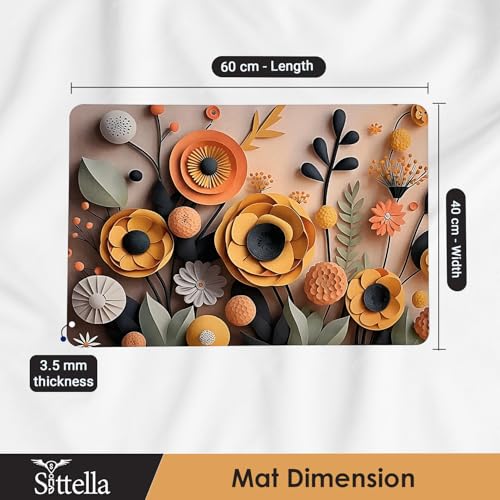 Image of SITTELLA Rubber 2 Pieces Anti-Skid Water Soaking 3D Yellow Flower Print Bathroom Mat, Water Absorbent Mat (40x60cm) (Yellow Flower Print) Rectangular