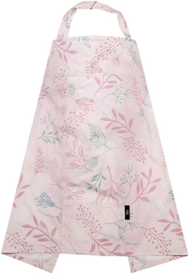 Uniuooi Breastfeeding Nursing Cover with Pockets Adjustable Strap 100% Cotton Mums Apron Shawl Scarf Canopy - 360° Full Privacy Breastfeeding Protection Pink Leaves