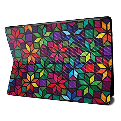 Image of MightySkins Carbon Fiber Skin for Microsoft Surface Pro X - Stained Glass Window | Textured Carbon Fiber Finish | Easy to Apply, Remove, and Change Styles | Made in The USA