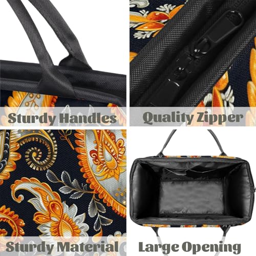 Overnight Weekender Bag for Women Men Paisley Abstract Ethnic Waterproof Carry On Travel Duffel Bags with Zipper Lightweight Sports Gym Bag Luggage Workout Handle Bags for Traveling Yoga Camping4