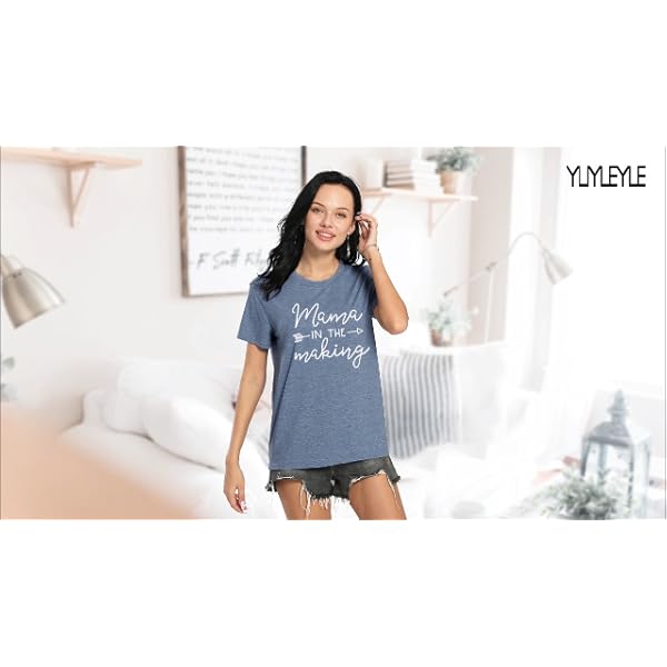 Mama-in-The-Making-Pregnancy-Announcement-T-Shirt-Women-Letter-Print-Short-Sleeve-Tops-Tee Mama in The Making Pregnancy Announcement T-Shirt Women Letter Print Short Sleeve Tops Tee (Medium, Army Green)