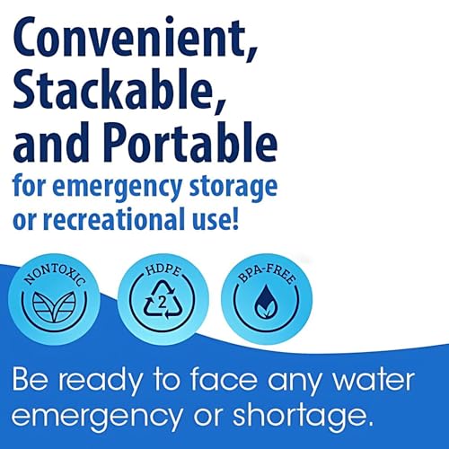 Emergency Water Storage Containers - 5 Gallon Each Water Storage Tank w/Lids + Spigot - Water Storage Container, Emergency Water Container, Survival Storage Tank - Stackable (30 Gallons (6 Tanks))