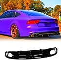 Heckstoßstangen-Diffusor passend für Audi A7 Sline 2011–2014 S7 2013–2015 Pre-Facelift Sportback Fiberglas FRP glänzend schwarz untere Stoßstange Lippe Spoiler Karosserie-Kit