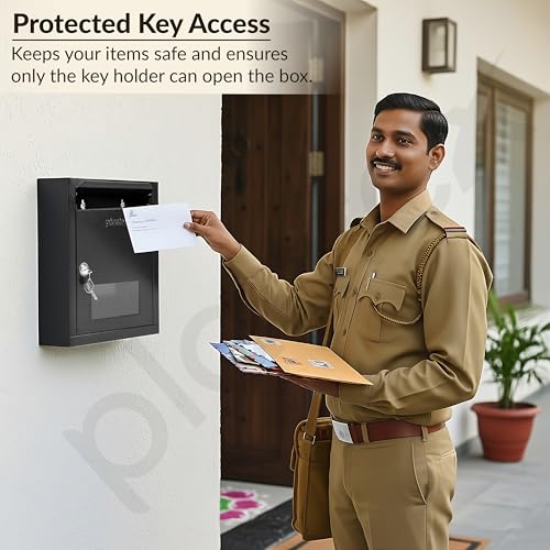 Image of Plantex All in 1 Letter Box /Multipurpose Box /GI Steel Suggestion Box /Complaint Box /Post Box /Donation Box /Letter Box for Home gate and Office with Keylocks - Pack of 5 (Black)