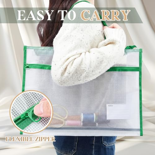Image of Bulyoou 3 Pcs 17.7x13 Inch Project Bag for Quilting Sewing Craft Storage for Quilter A3 Clear Mesh Art Bag Artwork Storage Organize for Artwork Charts Teaching Material Multipurpose (Dark Colors)