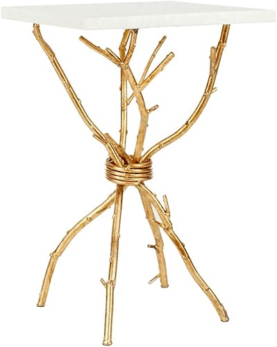 Safavieh Home Collection Alexa - Mesa decorativa dorada con tapa de mármol