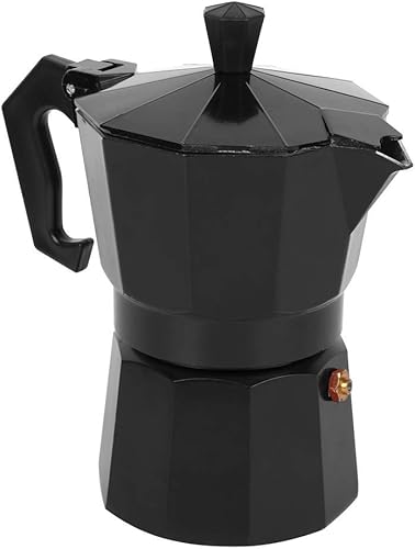 Miniatura 2 de Olla para hacer café expreso, 5.1 fl oz, 3 tazas de aluminio, cafetera italiana espresso greca, cafetera percoladora (negro)